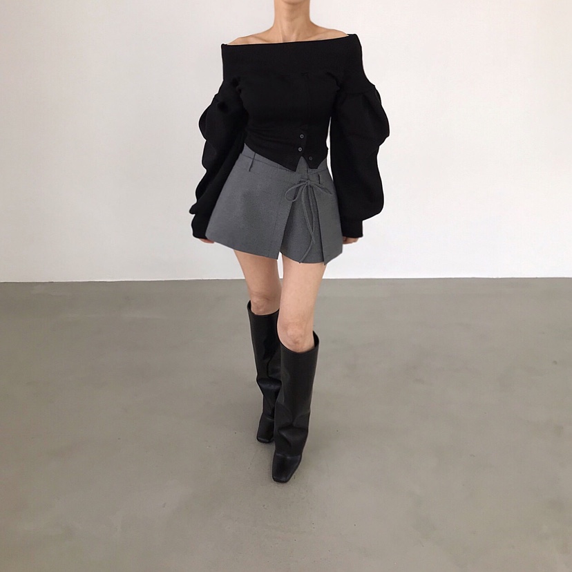 2TWO MOON韓國代購㊣女裝新款職業時尚推薦熱賣針織衫露肩2TWO MOON針織衫