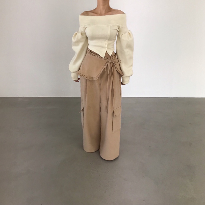 2TWO MOON韓國代購㊣女裝新款職業時尚推薦熱賣針織衫露肩2TWO MOON針織衫圖色2