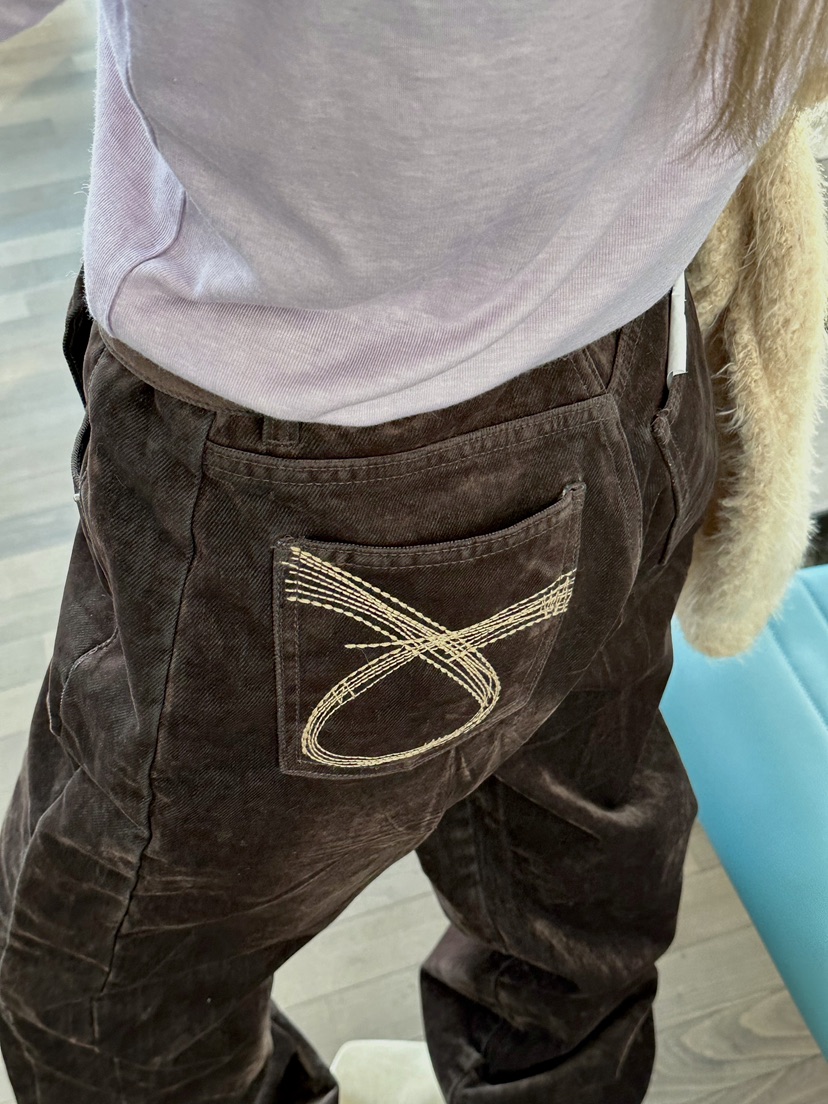 ZEROZERO韓國直郵㊣女裝新款熱賣人氣時尚休閑褲天鵝絨含腰帶ZEROZERO休閑褲