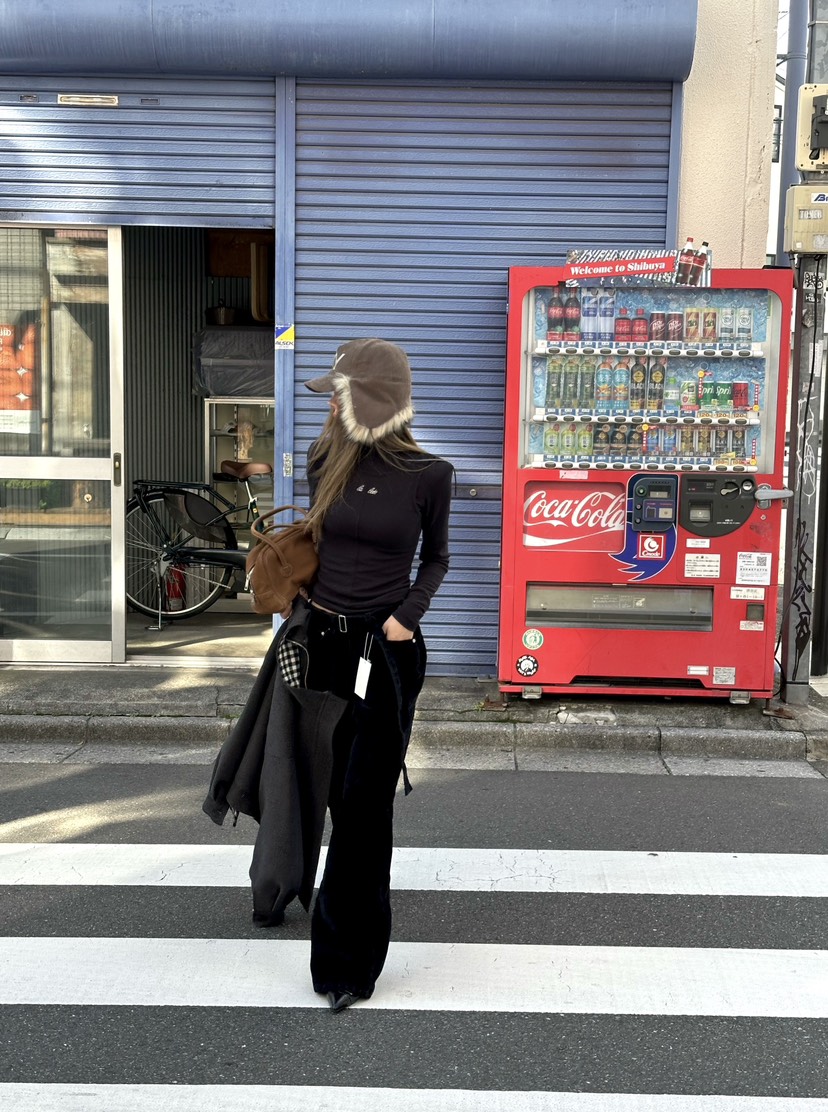 ZEROZERO韓國直郵㊣女裝新款熱賣人氣時尚休閑褲天鵝絨含腰帶ZEROZERO休閑褲