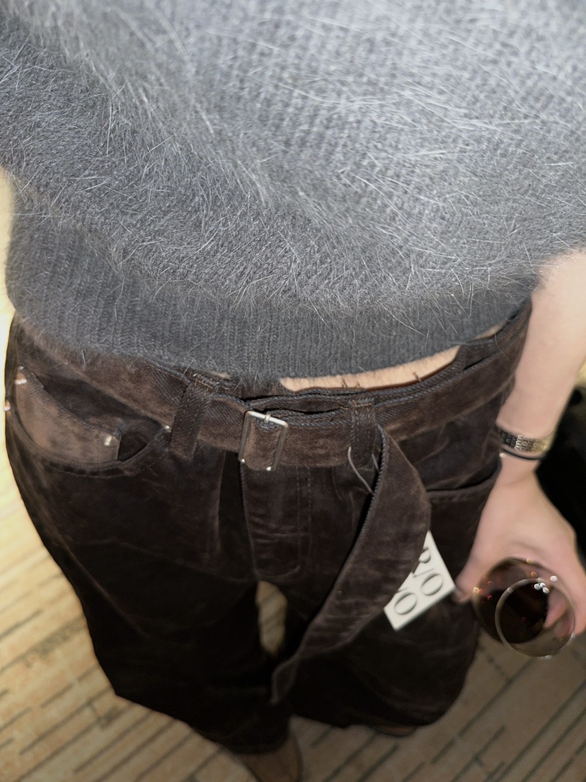 ZEROZERO韓國直郵㊣女裝新款熱賣人氣時尚休閑褲天鵝絨含腰帶ZEROZERO休閑褲