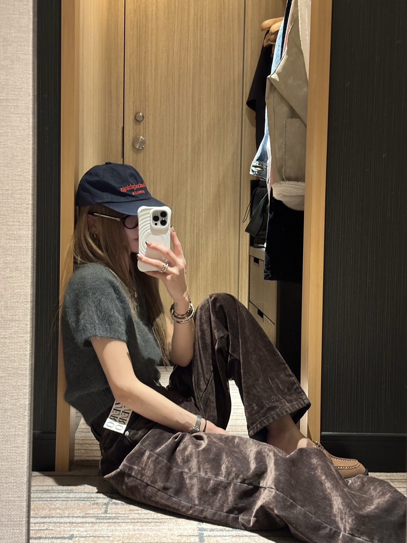 ZEROZERO韓國直郵㊣女裝新款熱賣人氣時尚休閑褲天鵝絨含腰帶ZEROZERO休閑褲