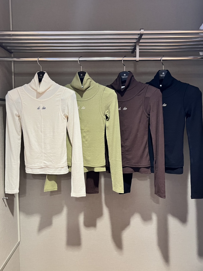 ZEROZERO韓國直郵㊣女士新品25秋冬人氣時尚長袖T恤假兩件柔軟ZEROZERO長袖T恤圖色2左二色