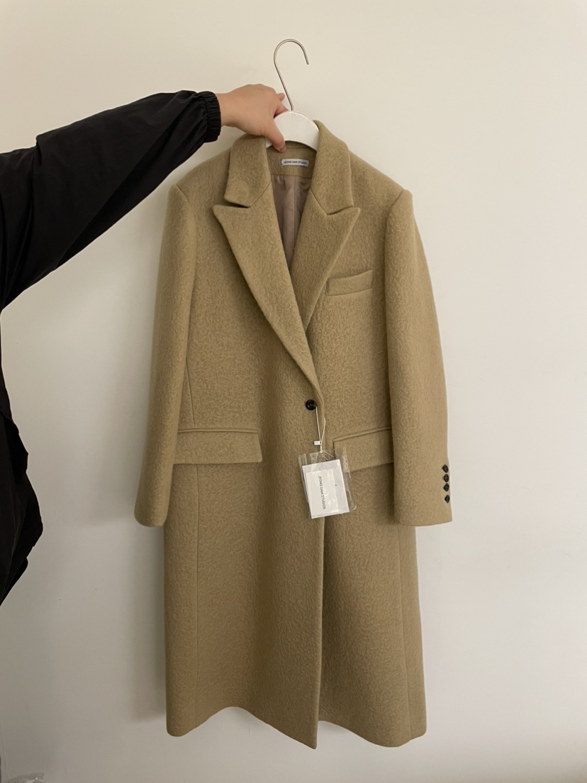 JEONG GAM STUDIOS韓國直郵㊣女士新款職業中長款大衣羊駝JEONG GAM中長款大衣圖色1