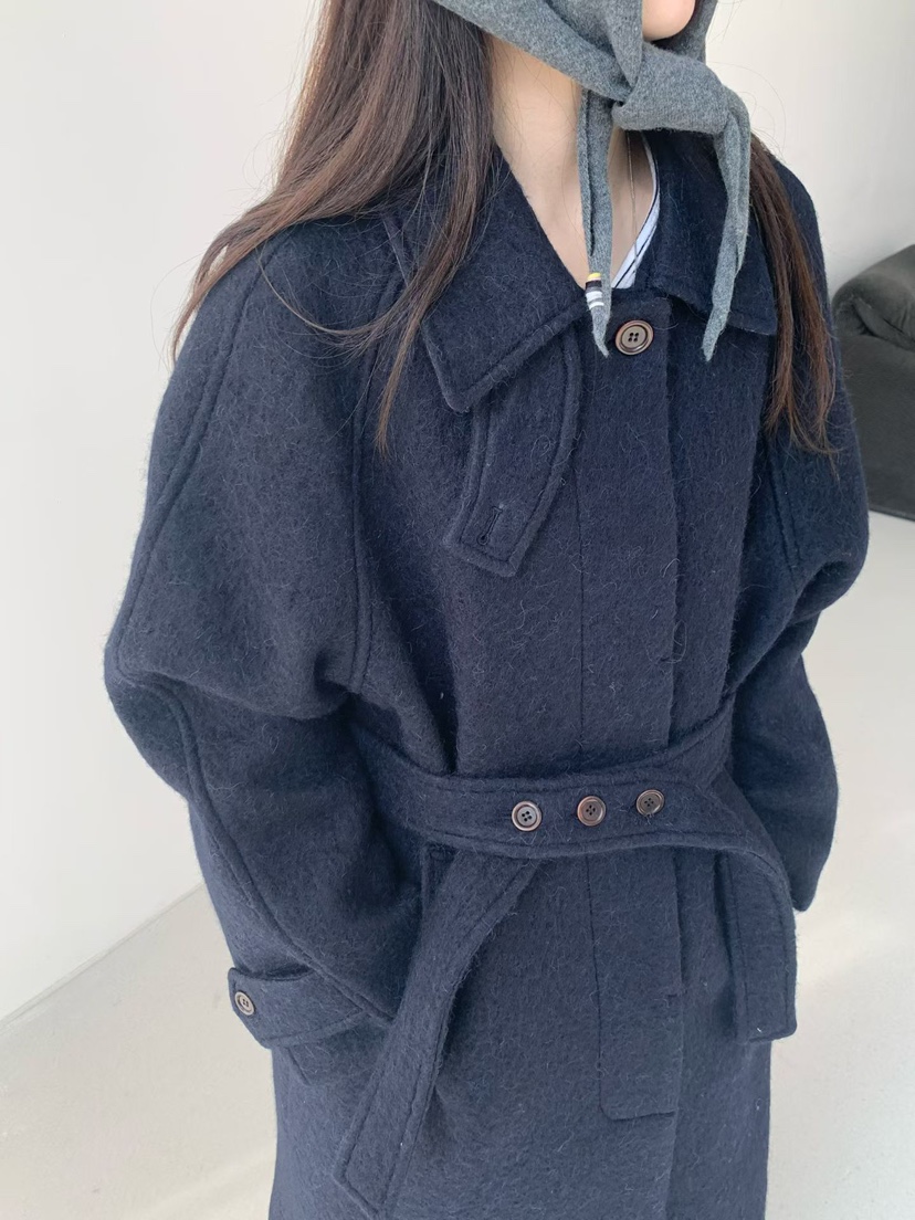 TAF韓國直郵㊣女士新款時尚推薦25秋冬人氣中長款大衣含腰帶TAF中長款大衣