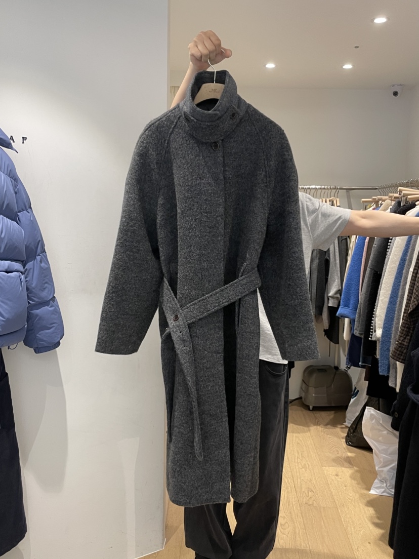 TAF韓國直郵㊣女士新款時尚推薦25秋冬人氣中長款大衣含腰帶TAF中長款大衣圖色1