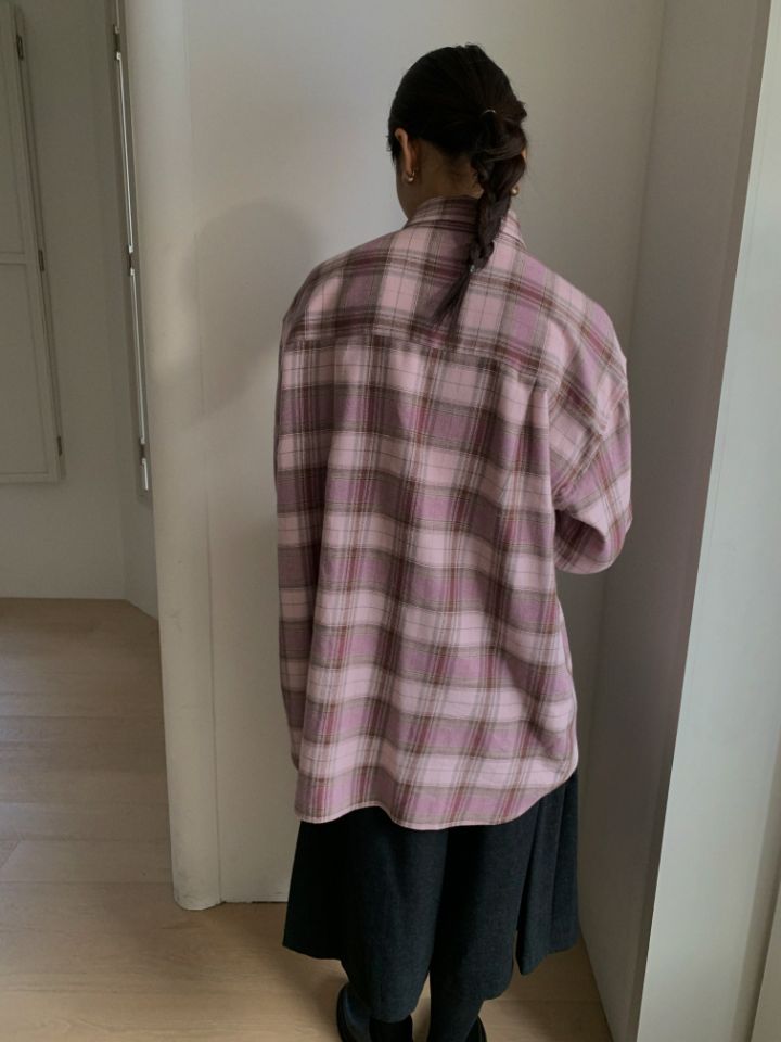 MARE東大門㊣實拍女裝新款25秋冬時尚襯衫蕾絲衫法蘭絨格子MARE襯衫/蕾絲衫