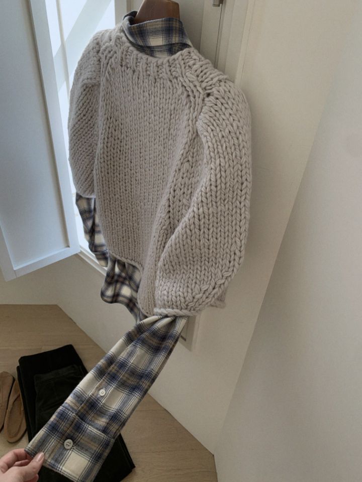 MARE東大門㊣實拍女裝新款25秋冬時尚襯衫蕾絲衫法蘭絨格子MARE襯衫/蕾絲衫