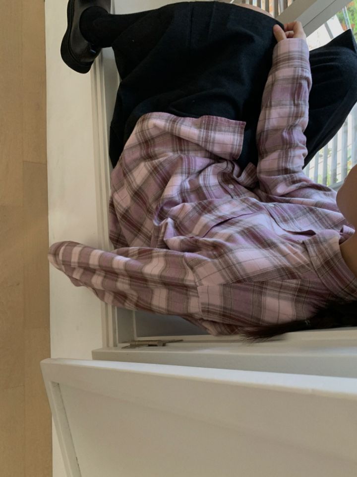 MARE東大門㊣實拍女裝新款25秋冬時尚襯衫蕾絲衫法蘭絨格子MARE襯衫/蕾絲衫