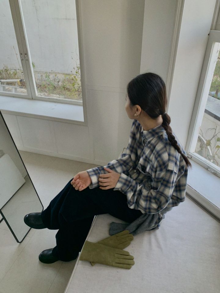 MARE東大門㊣實拍女裝新款25秋冬時尚襯衫蕾絲衫法蘭絨格子MARE襯衫/蕾絲衫