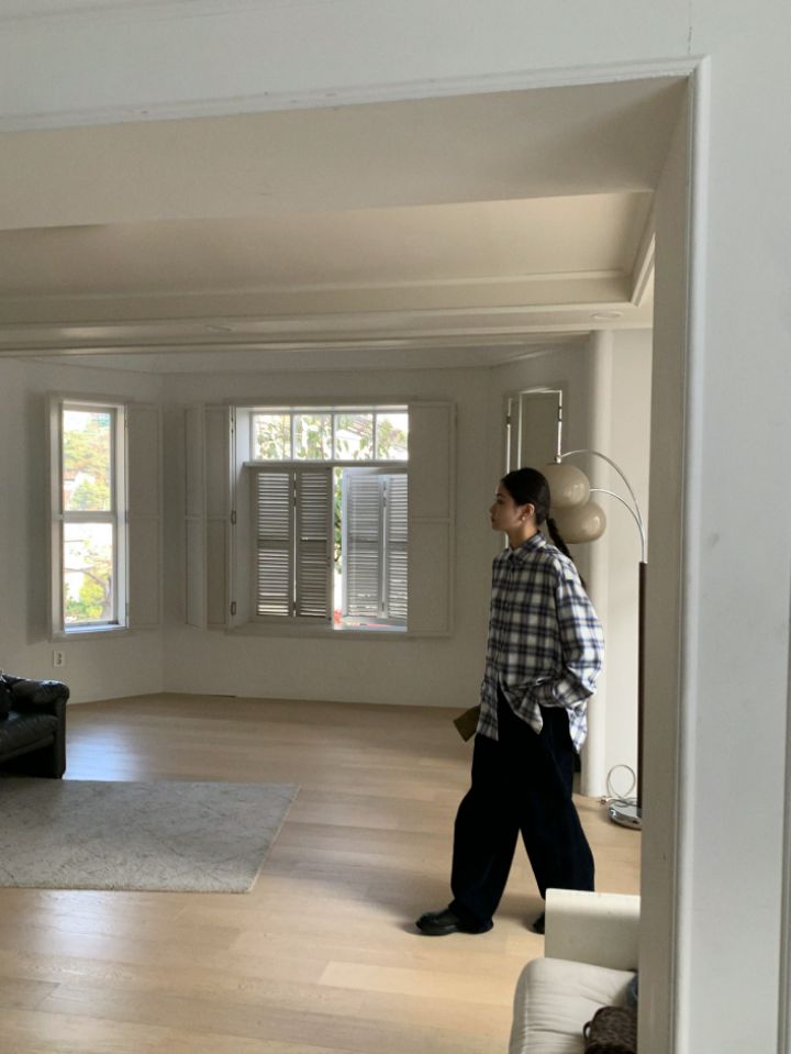 MARE東大門㊣實拍女裝新款25秋冬時尚襯衫蕾絲衫法蘭絨格子MARE襯衫/蕾絲衫