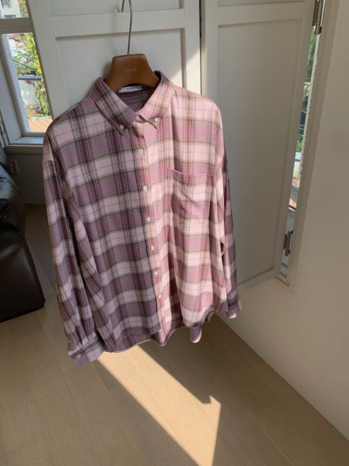 MARE東大門㊣實拍女裝新款25秋冬時尚襯衫蕾絲衫法蘭絨格子MARE襯衫/蕾絲衫圖色1