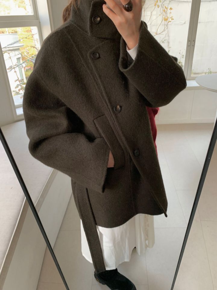 MARE東大門㊣實拍女裝新款職業休閑25秋冬中長款大衣含腰帶MARE中長款大衣