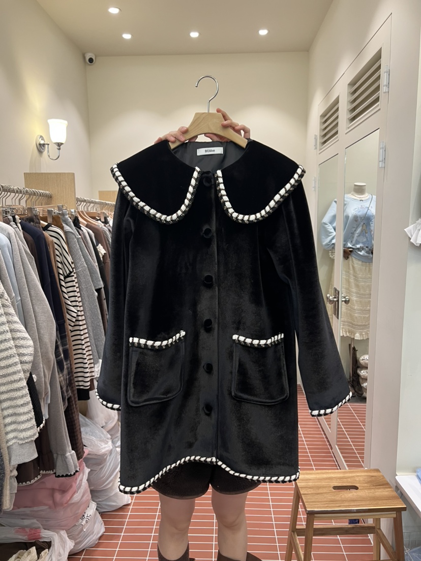 BE&amp;BE東大門㊣直郵女士新款人氣職業時尚連衣裙天鵝絨BE&be連衣裙圖色1