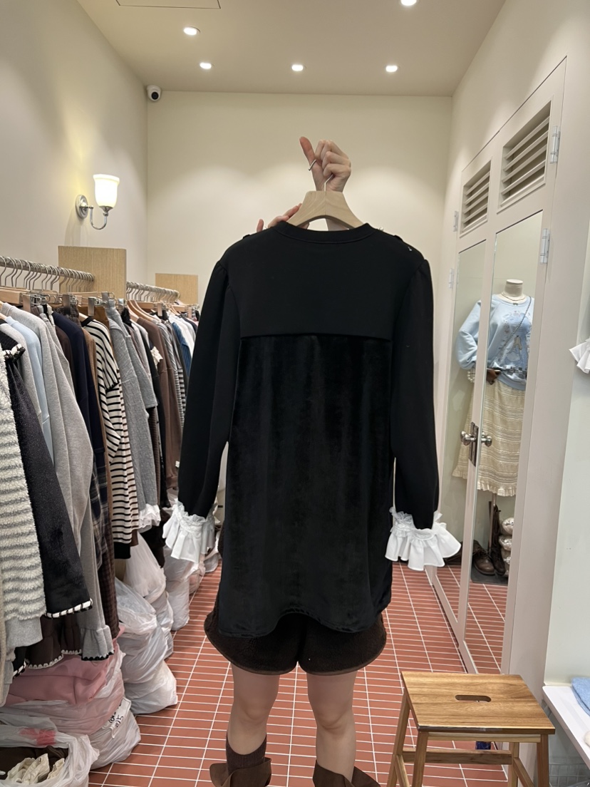 BE&amp;BE東大門㊣代購女裝新款25秋冬休閑時尚連衣裙假兩件BE&be連衣裙