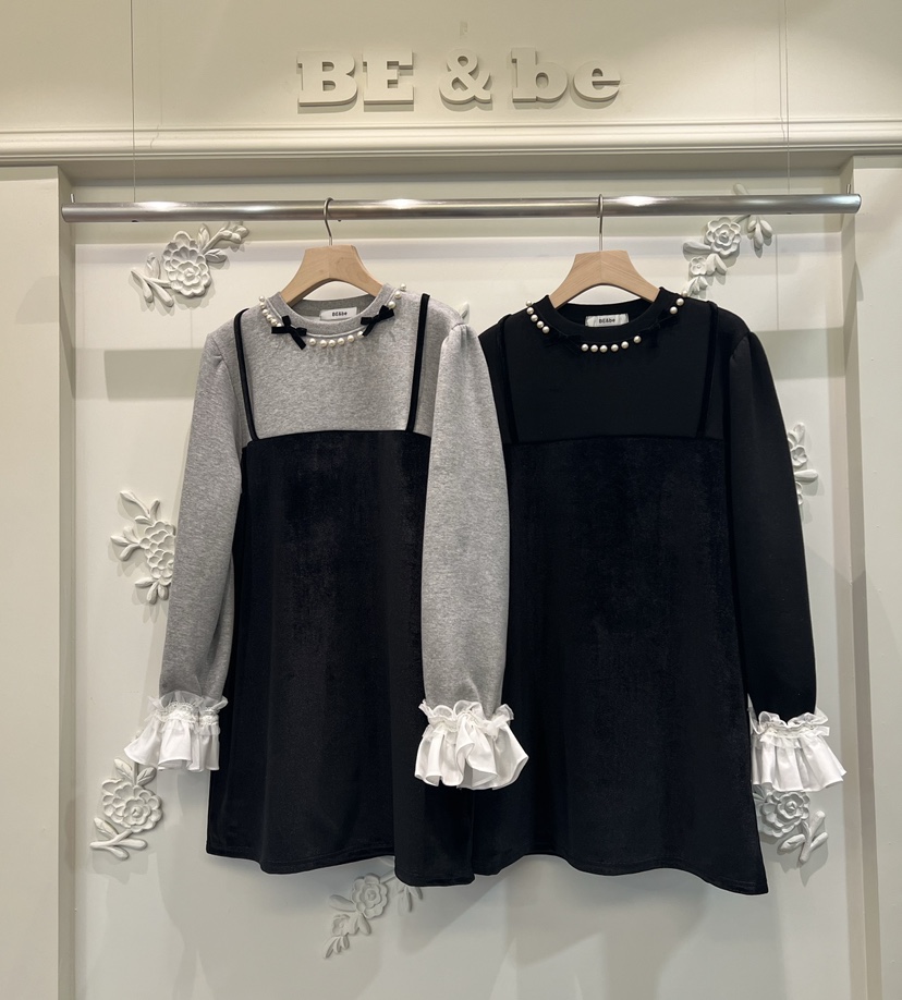 BE&amp;BE東大門㊣代購女裝新款25秋冬休閑時尚連衣裙假兩件BE&be連衣裙