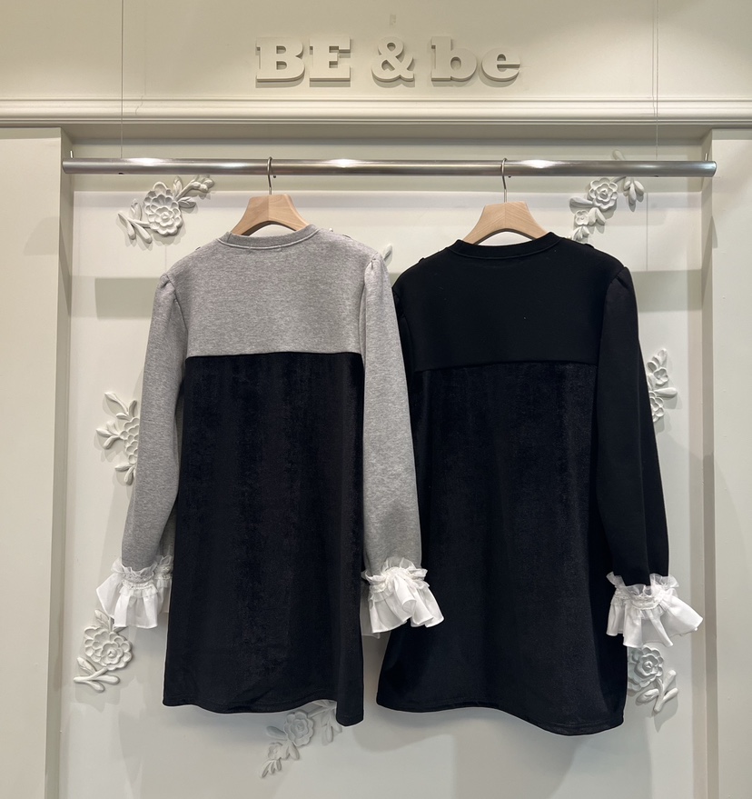 BE&amp;BE東大門㊣代購女裝新款25秋冬休閑時尚連衣裙假兩件BE&be連衣裙