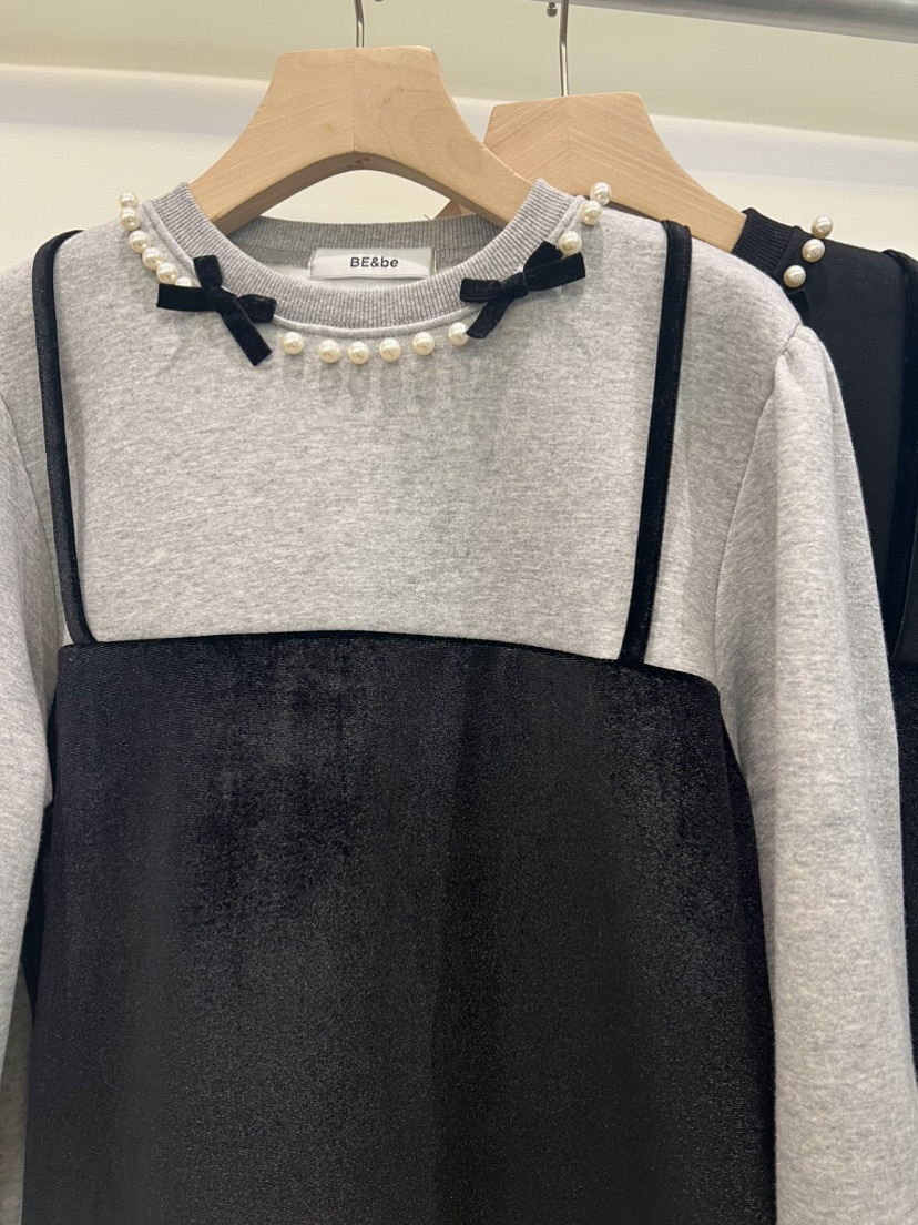 BE&amp;BE東大門㊣代購女裝新款25秋冬休閑時尚連衣裙假兩件BE&be連衣裙