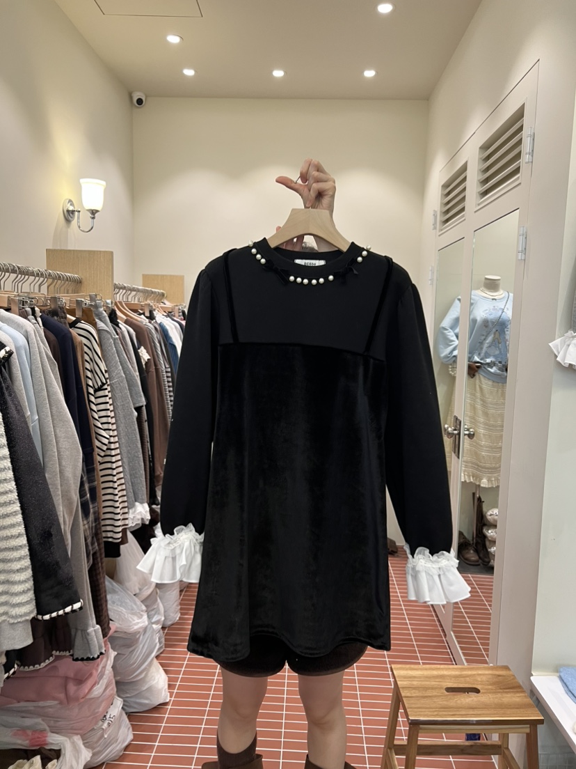 BE&amp;BE東大門㊣代購女裝新款25秋冬休閑時尚連衣裙假兩件BE&be連衣裙圖色2