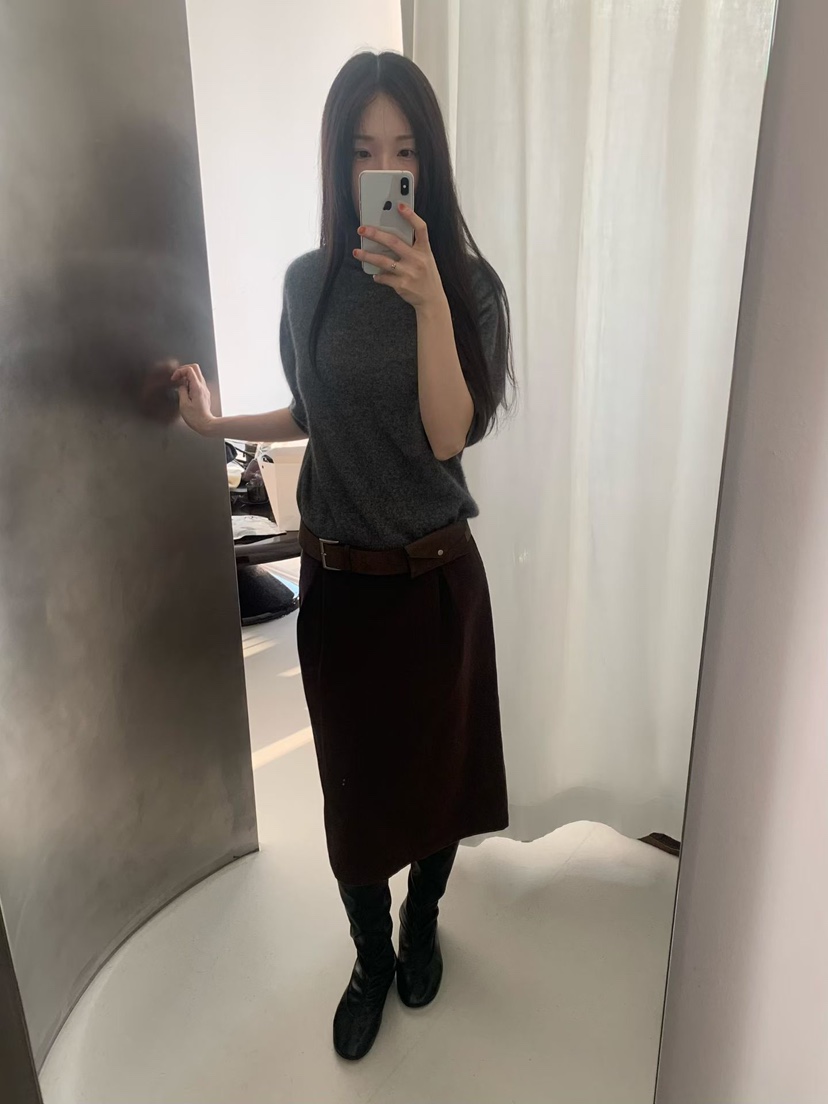 TAF韓國代購㊣女裝新款推薦休閑職業時尚人氣25秋冬半身裙中短裙TAF半身裙/中短裙