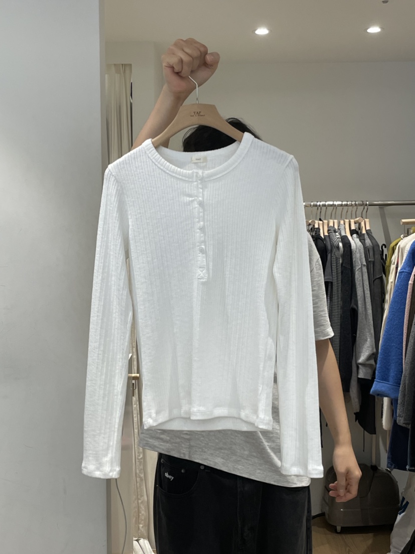 TAF韓國代購㊣女裝新品休閑人氣推薦熱賣25秋冬職業長袖T恤TAF長袖T恤圖色1