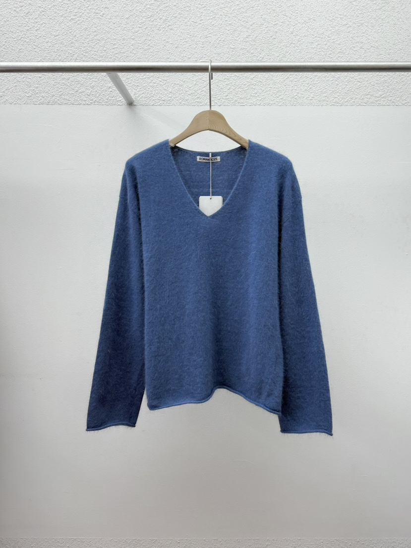 ROMANTICIZE東大門㊣直郵女士新品熱賣推薦針織衫安哥拉V領ROMANTICIZE針織衫圖色1