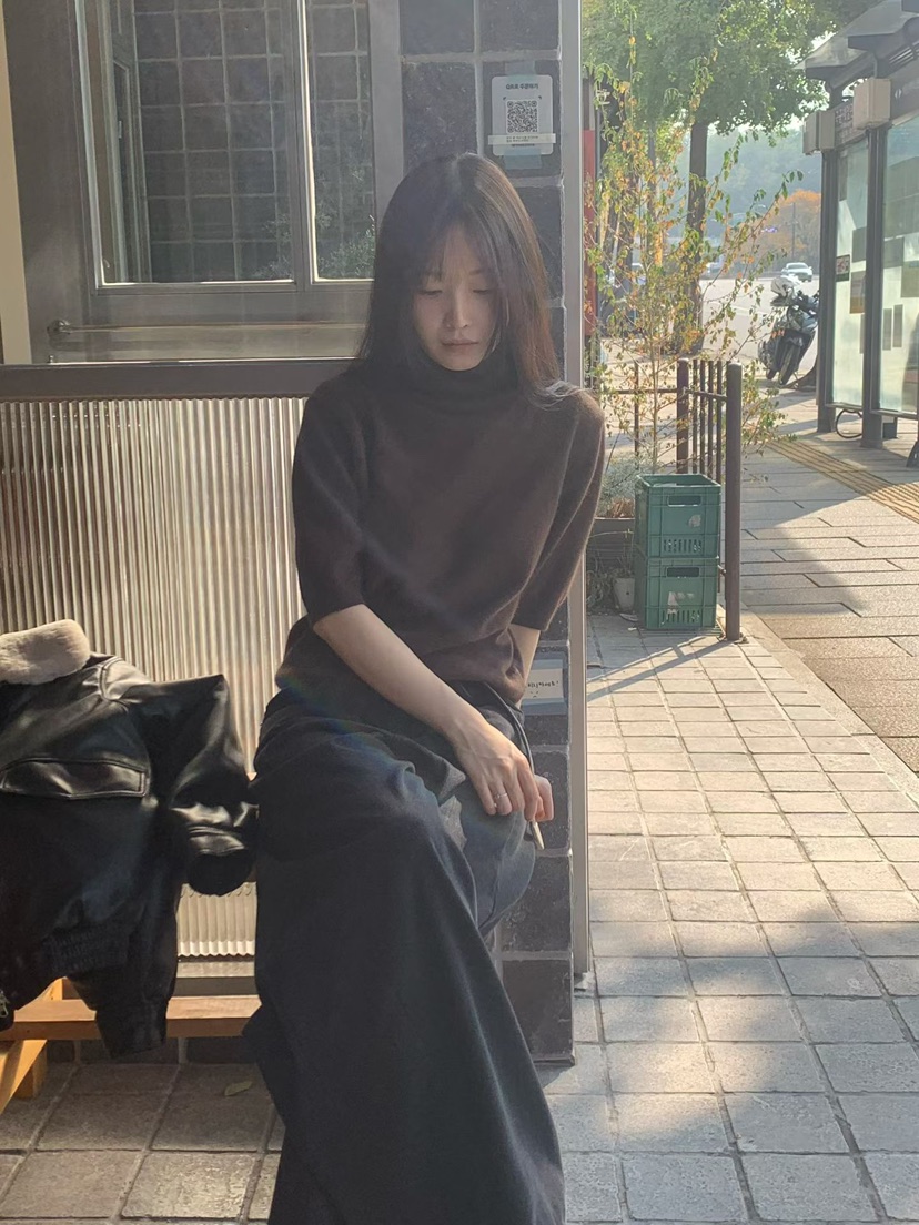 TAF東大門㊣代購女裝新品推薦25秋冬職業熱賣針織衫高領浣熊TAF針織衫