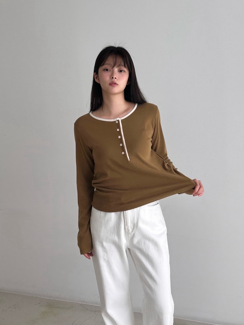 HEIZE韓國代購㊣女裝新款25秋冬人氣熱賣職業推薦休閑長袖T恤HEIZE長袖T恤