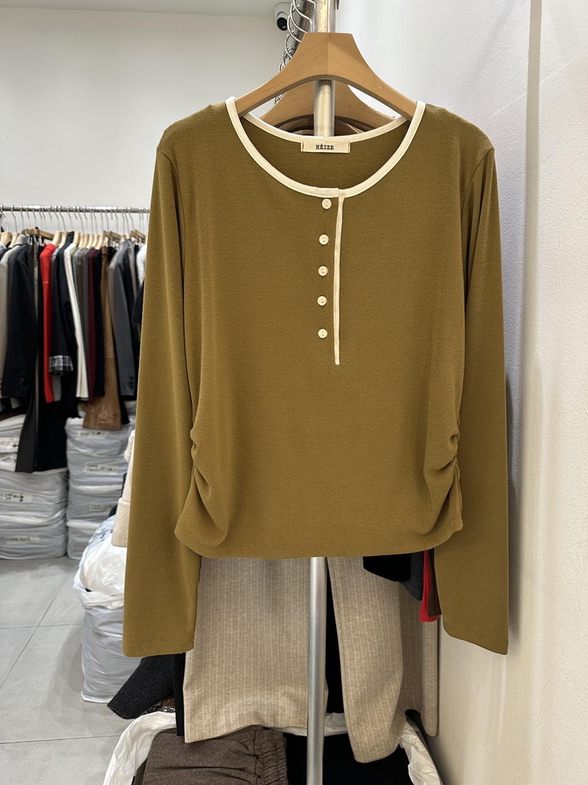 HEIZE韓國代購㊣女裝新款25秋冬人氣熱賣職業推薦休閑長袖T恤HEIZE長袖T恤圖色1