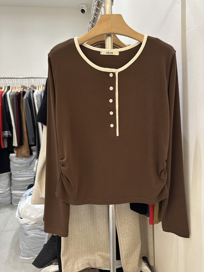HEIZE韓國代購㊣女裝新款25秋冬人氣熱賣職業推薦休閑長袖T恤HEIZE長袖T恤圖色2