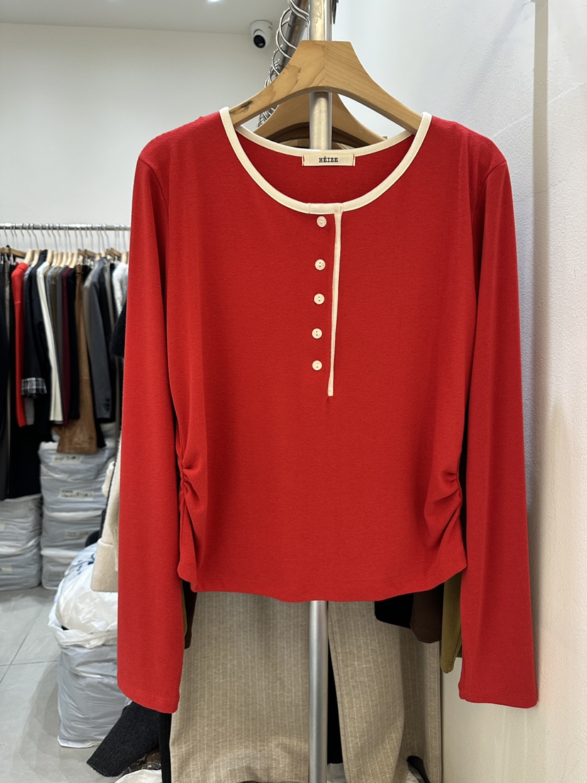 HEIZE韓國代購㊣女裝新款25秋冬人氣熱賣職業推薦休閑長袖T恤HEIZE長袖T恤圖色3