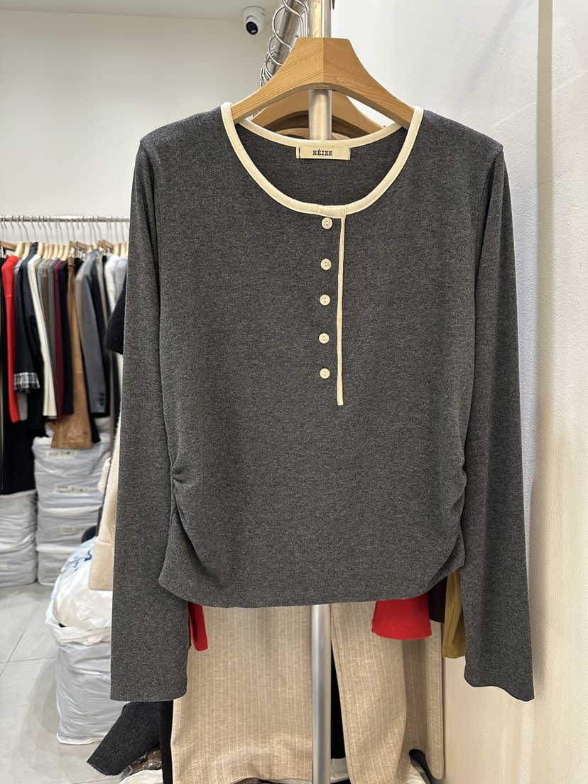 HEIZE韓國代購㊣女裝新款25秋冬人氣熱賣職業推薦休閑長袖T恤HEIZE長袖T恤圖色4