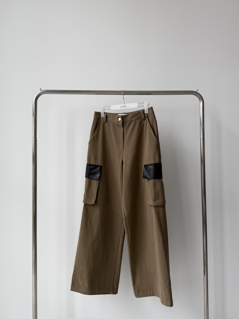 MINIMUZE韓國直郵㊣女士新品25秋冬時尚職業推薦休閑褲皮革MINIMUZE休閑褲圖色1