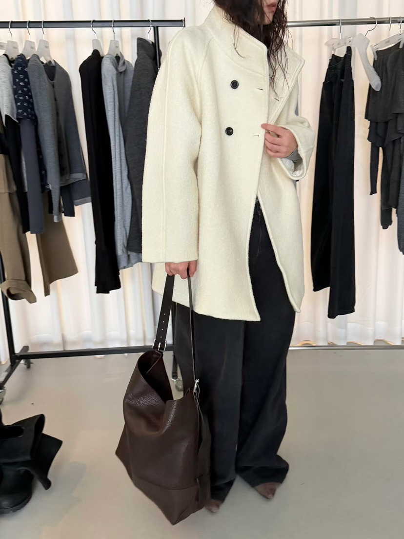 MINIMUZE韓國代購㊣女裝新品熱賣推薦職業中長款大衣雙排扣MINIMUZE中長款大衣