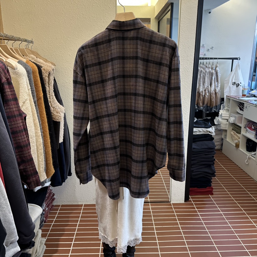 CHOI-L東大門㊣實拍女裝新款推薦25秋冬襯衫蕾絲衫格紋抓絨CHOI襯衫/蕾絲衫