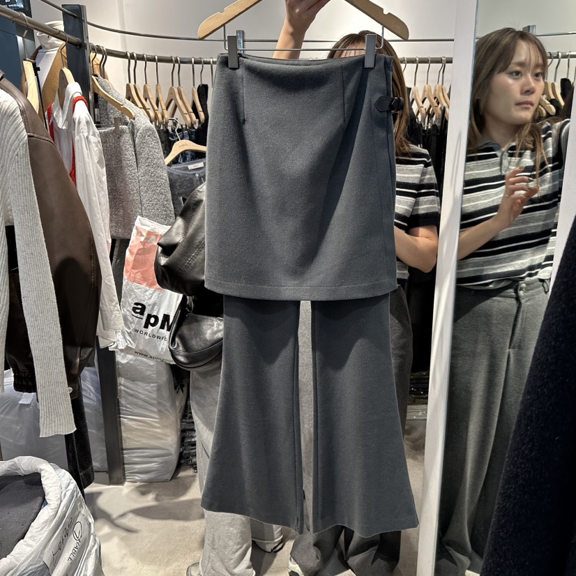 HABLE韓國代購㊣女裝新品職業時尚人氣熱賣推薦25秋冬裙褲抓絨HABLE裙褲圖色1