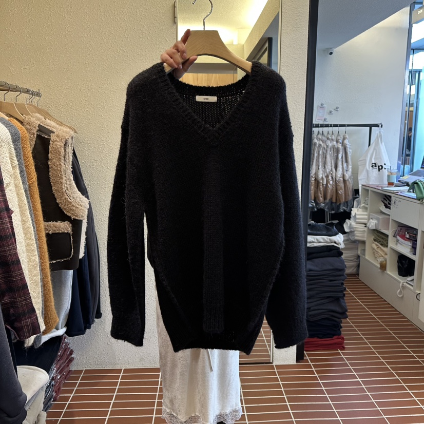 CHOI-L東大門㊣直郵女士新款推薦25秋冬針織衫羊駝毛V領長款CHOI針織衫圖色4