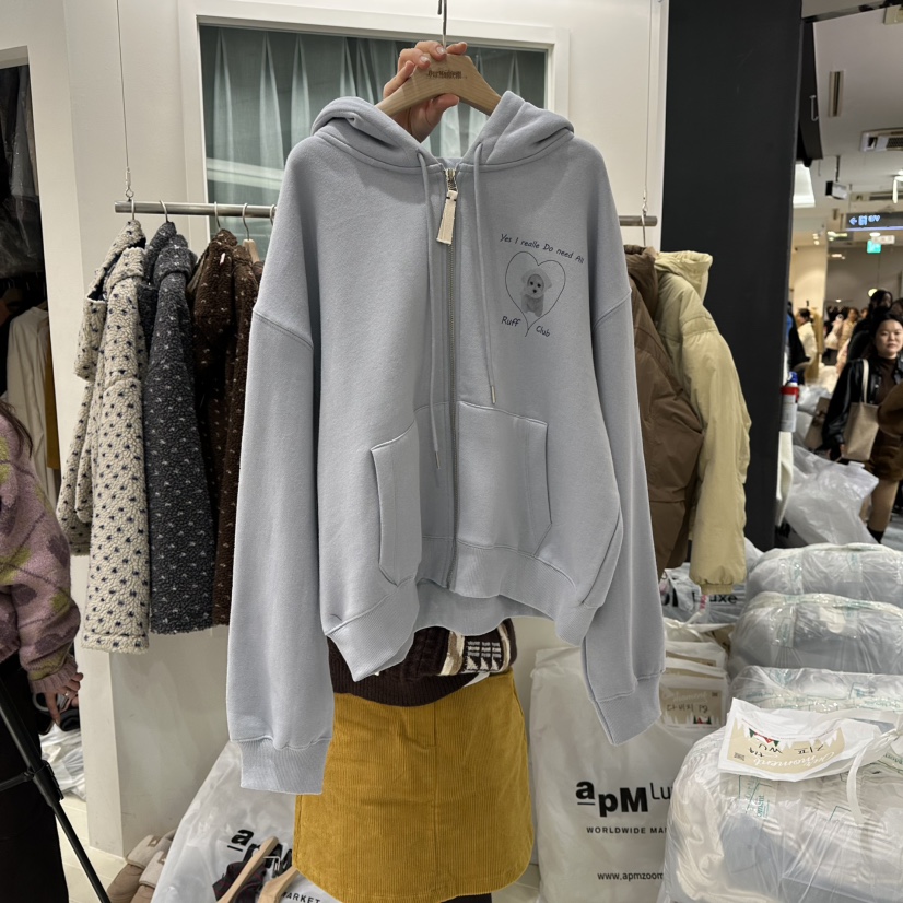 OURMOMENT東大門㊣直郵女裝新款25秋冬休閑夾克連帽拉鏈衫加絨OURMOMENT夾克圖色2