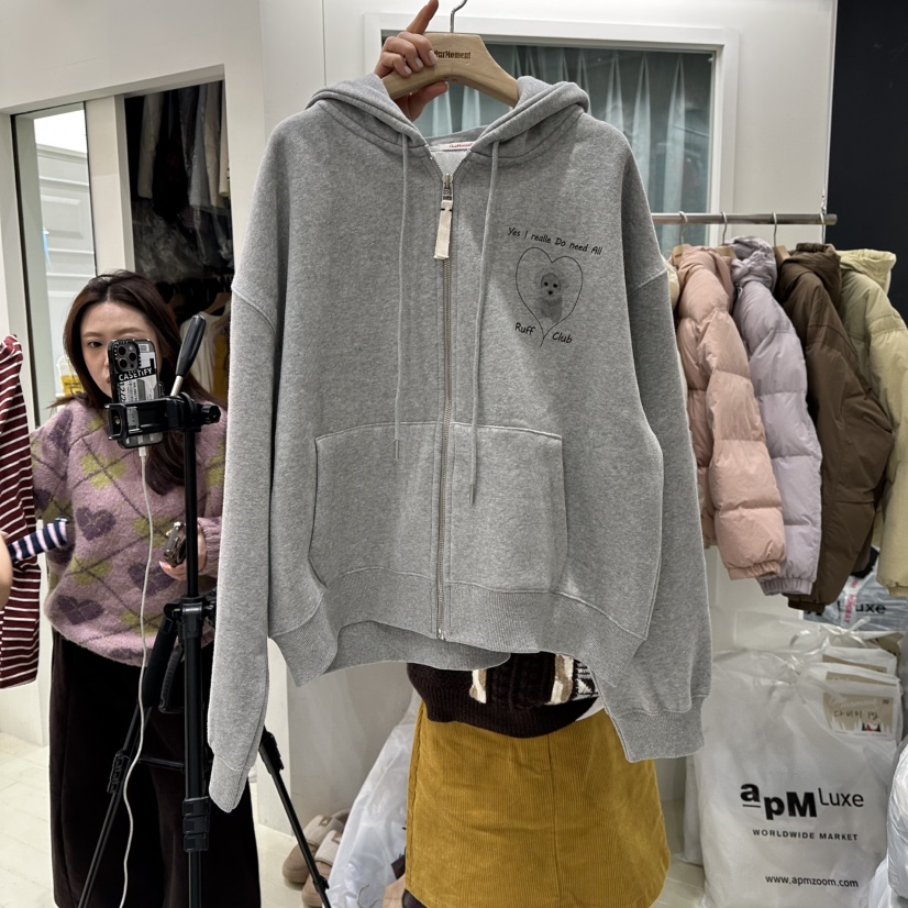 OURMOMENT東大門㊣直郵女裝新款25秋冬休閑夾克連帽拉鏈衫加絨OURMOMENT夾克圖色3