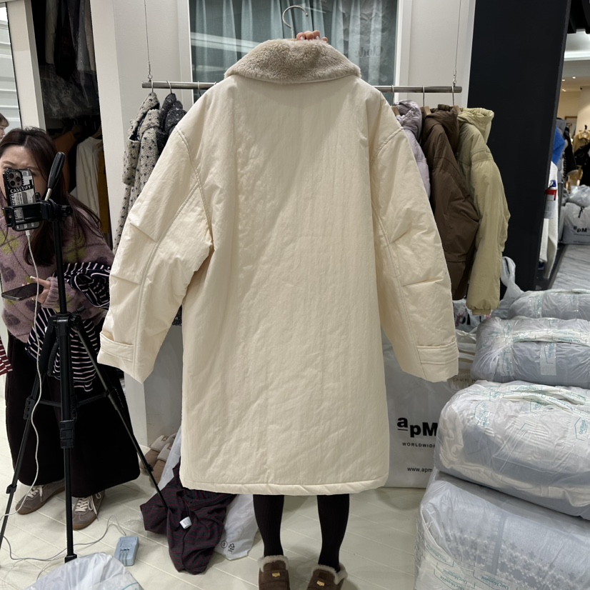 OURMOMENT東大門㊣實拍女士新款職業時尚休閑25秋冬長款棉服OURMOMENT長款棉服