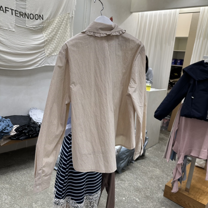 AFTERNOON東大門㊣直郵女裝新品推薦時尚熱賣襯衫蕾絲衫格紋AFTERNOON襯衫/蕾絲衫