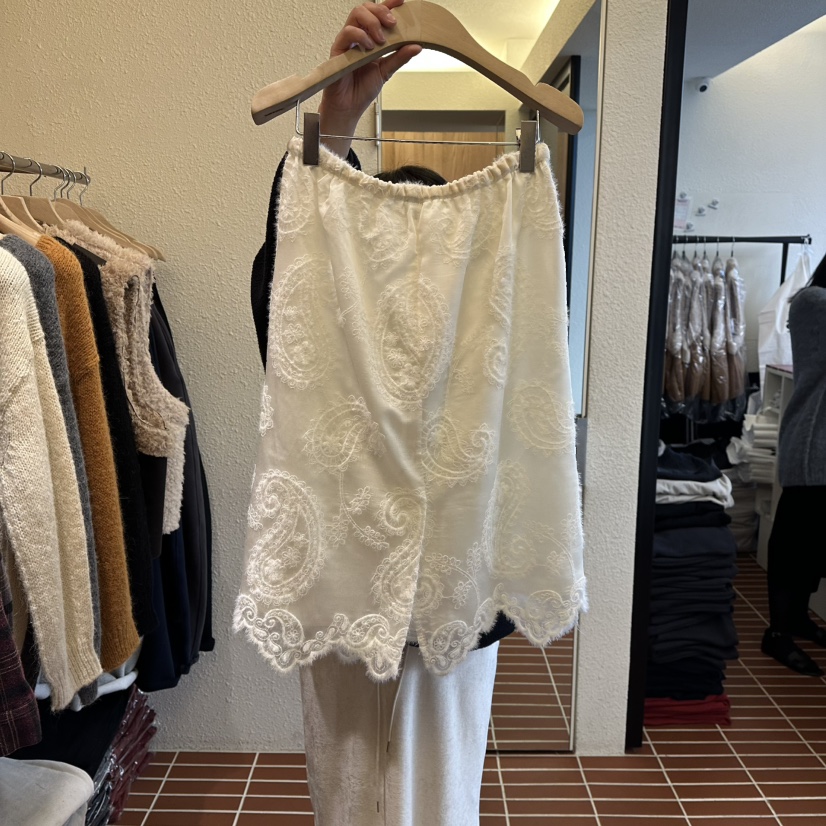 CHOI-L韓國直郵㊣女士新品休閑推薦時尚職業半身裙中短裙蕾絲CHOI半身裙/中短裙