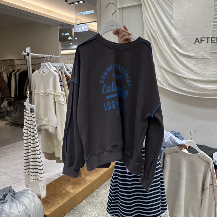 AFTERNOON韓國直郵㊣女裝新品職業人氣休閑推薦熱賣25秋冬衛衣AFTERNOON衛衣圖色2