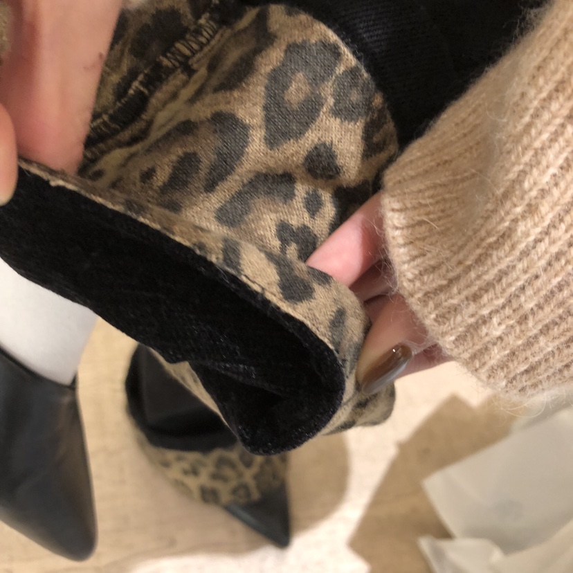 W AND J東大門㊣直郵女士新品時尚職業休閑熱賣牛仔褲豹紋W AND J牛仔褲