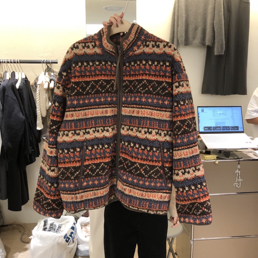 W AND J韓國代購㊣女裝新品休閑人氣熱賣25秋冬夾克抓絨拉鏈W AND J夾克圖色1