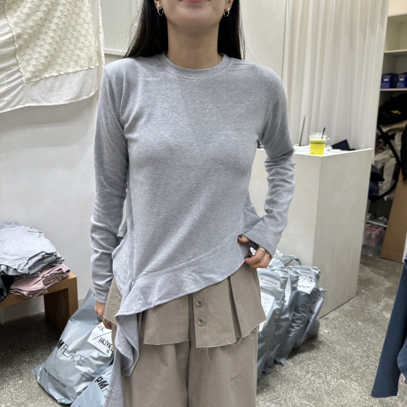 AFTERNOON東大門㊣實拍女士新款人氣25秋冬職業熱賣長袖T恤AFTERNOON長袖T恤圖色1