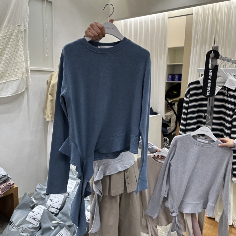 AFTERNOON東大門㊣實拍女士新款人氣25秋冬職業熱賣長袖T恤AFTERNOON長袖T恤圖色2