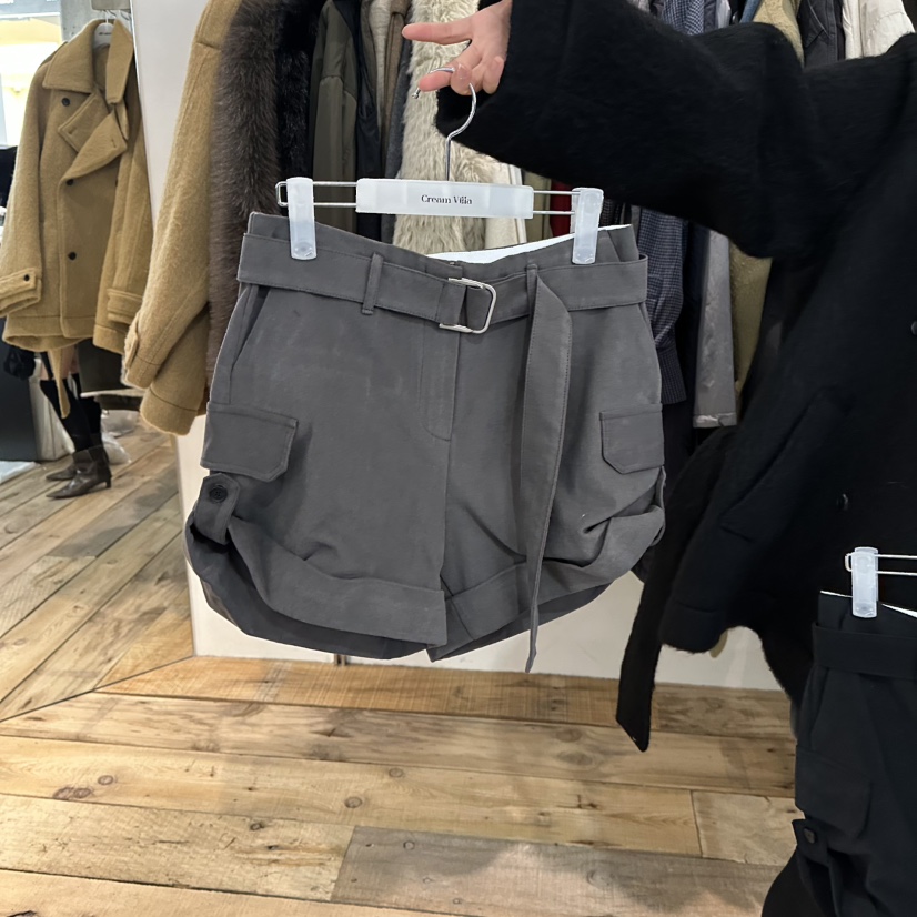 CREAM VILLA東大門㊣實拍女士新款職業短褲含腰帶CREAMVILLA短褲圖色1