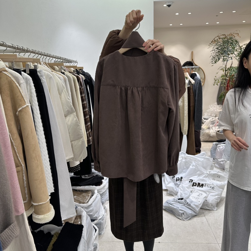 GRACIA韓國代購㊣女士新款熱賣休閑時尚人氣襯衫蕾絲衫含圍巾GRACIA襯衫/蕾絲衫