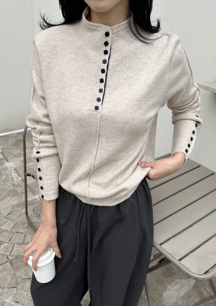 CLASSY-O東大門㊣直郵女士新款休閑人氣熱賣職業針織衫紐扣CLASSY-O針織衫圖色1